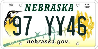NE license plate 97YY46