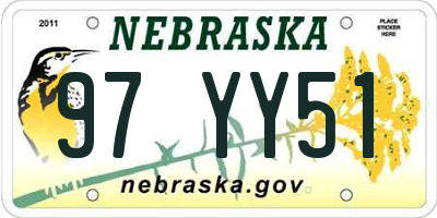 NE license plate 97YY51