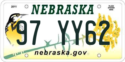 NE license plate 97YY62