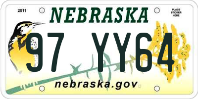 NE license plate 97YY64