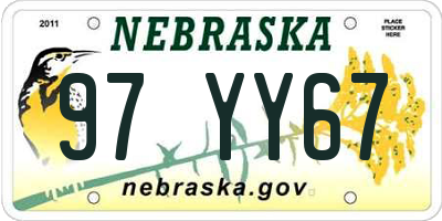 NE license plate 97YY67