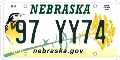 NE license plate 97YY74