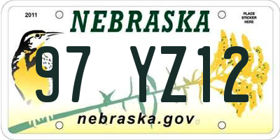 NE license plate 97YZ12