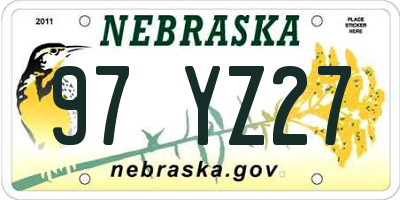 NE license plate 97YZ27