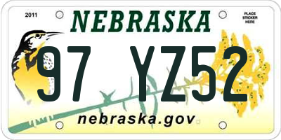 NE license plate 97YZ52