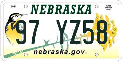 NE license plate 97YZ58
