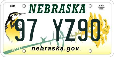 NE license plate 97YZ90