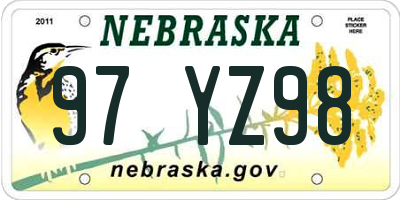NE license plate 97YZ98