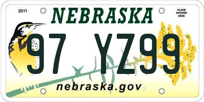 NE license plate 97YZ99