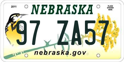 NE license plate 97ZA57