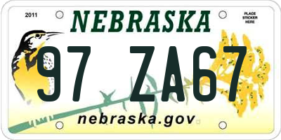 NE license plate 97ZA67
