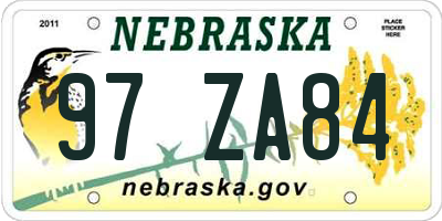 NE license plate 97ZA84