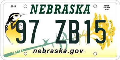 NE license plate 97ZB15
