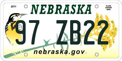 NE license plate 97ZB22
