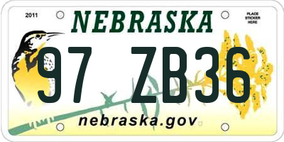 NE license plate 97ZB36