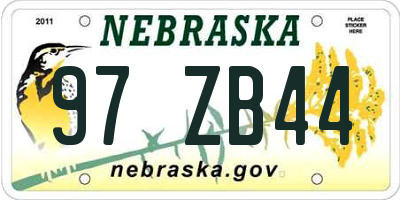 NE license plate 97ZB44