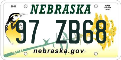 NE license plate 97ZB68