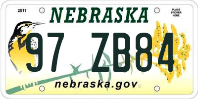 NE license plate 97ZB84
