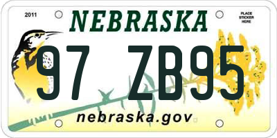 NE license plate 97ZB95