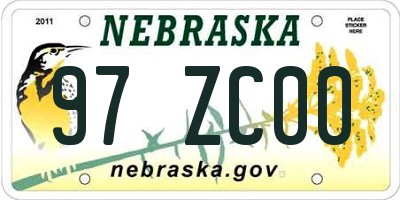 NE license plate 97ZC00