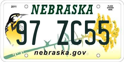 NE license plate 97ZC55