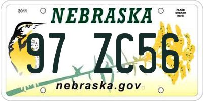 NE license plate 97ZC56
