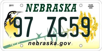 NE license plate 97ZC59