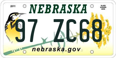 NE license plate 97ZC68