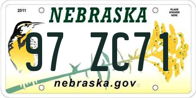 NE license plate 97ZC71