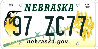 NE license plate 97ZC77