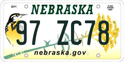NE license plate 97ZC78