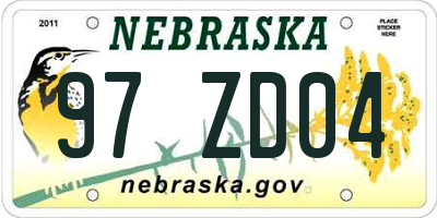 NE license plate 97ZD04