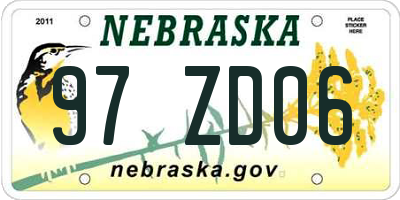 NE license plate 97ZD06