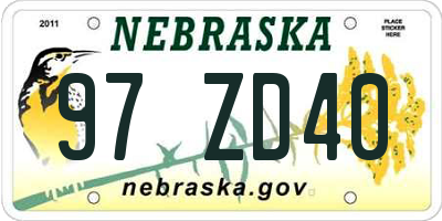 NE license plate 97ZD40