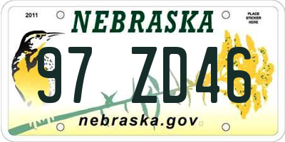 NE license plate 97ZD46