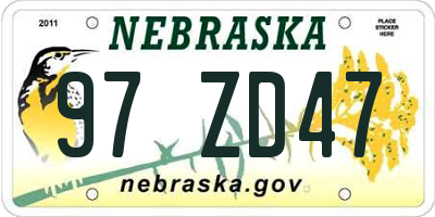 NE license plate 97ZD47