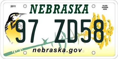 NE license plate 97ZD58