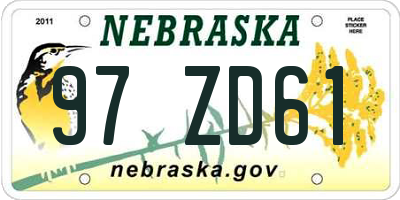 NE license plate 97ZD61