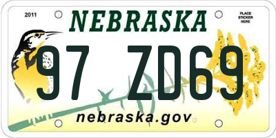 NE license plate 97ZD69