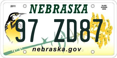 NE license plate 97ZD87