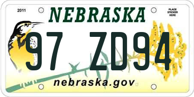 NE license plate 97ZD94