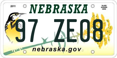NE license plate 97ZE08