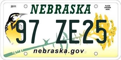 NE license plate 97ZE25