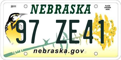 NE license plate 97ZE41