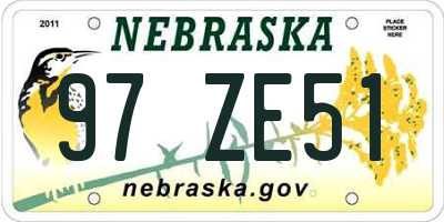 NE license plate 97ZE51