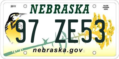 NE license plate 97ZE53