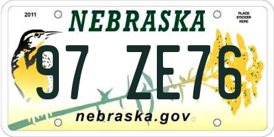 NE license plate 97ZE76