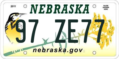 NE license plate 97ZE77
