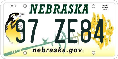 NE license plate 97ZE84