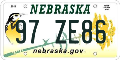 NE license plate 97ZE86